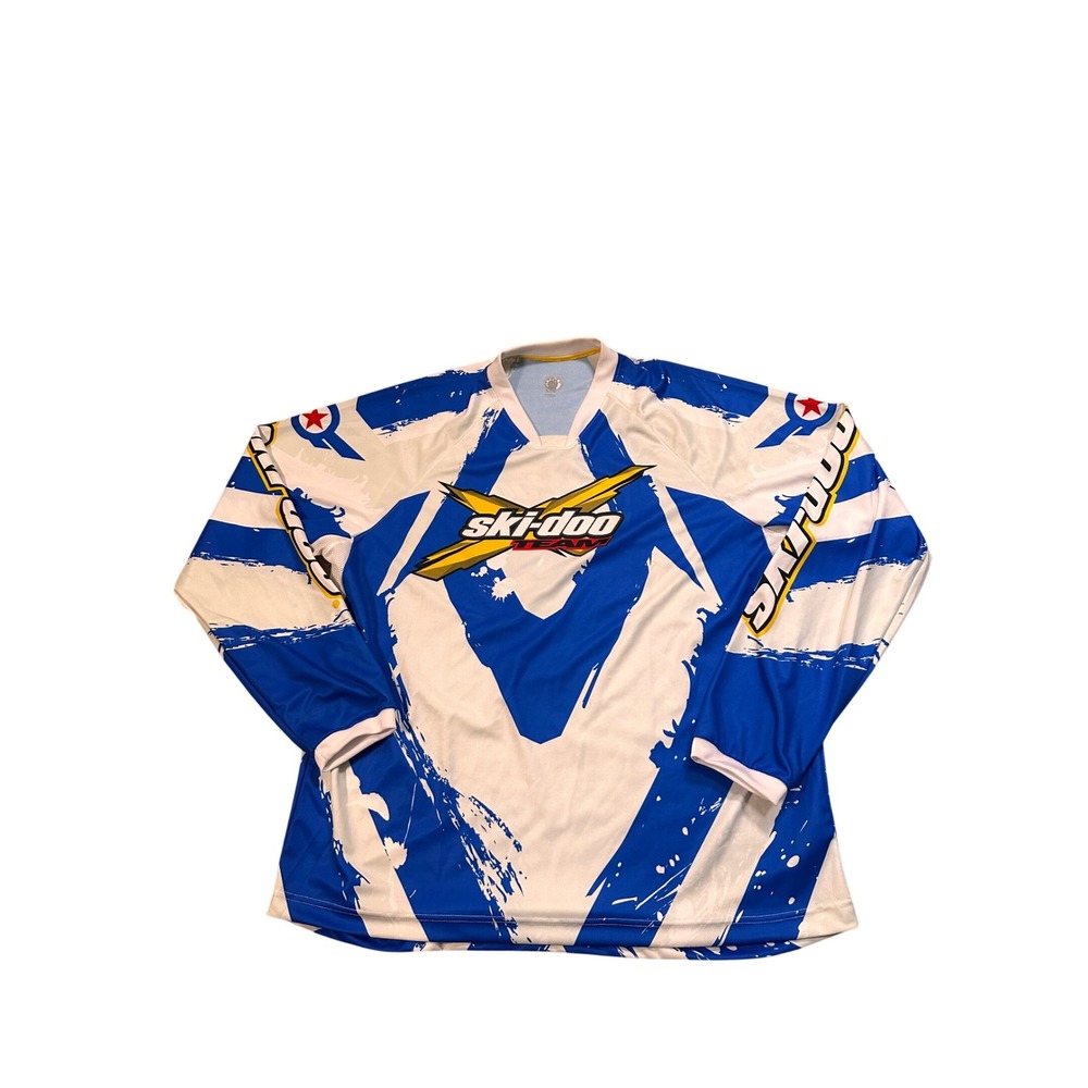Ski-Doo Team Snowmobile Jersey Mens XL Blue White Long Sleeve Racing Shirt BRP
